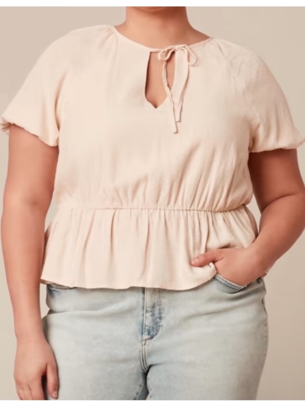 11 Honorie Keke Textured Ivory Blouse 14 Top Puff Sleeves